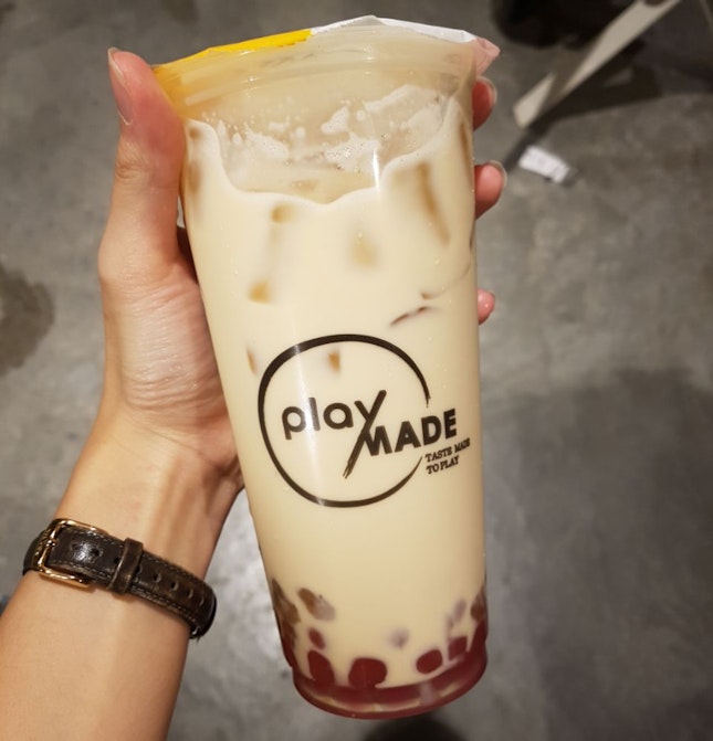 Milk Tea With Chrysanthemum And Cactus Pearls ($5.50 For Large)