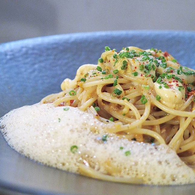 food is as stellar as before and my uni pasta is pure seaside: salty, strong and foamy.