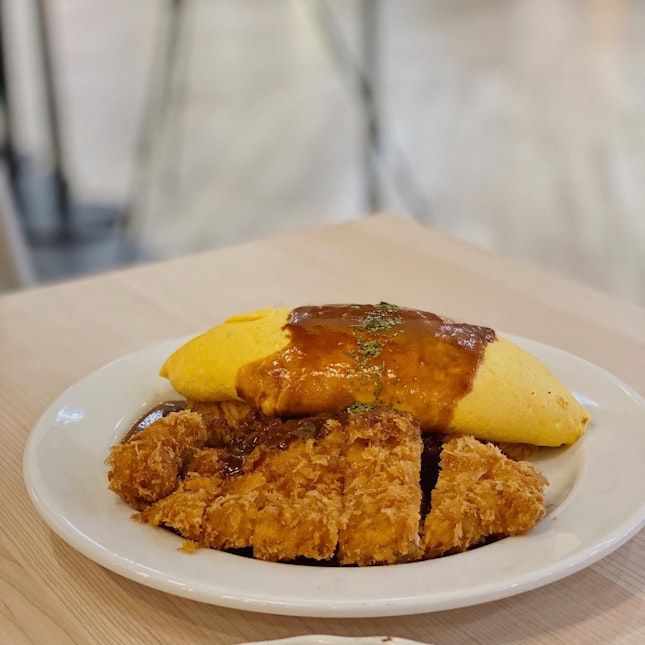 demiglace sauce omurice with pork cutlets