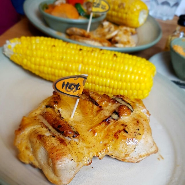Butterfly Chicken Breast With Corn on the Cob