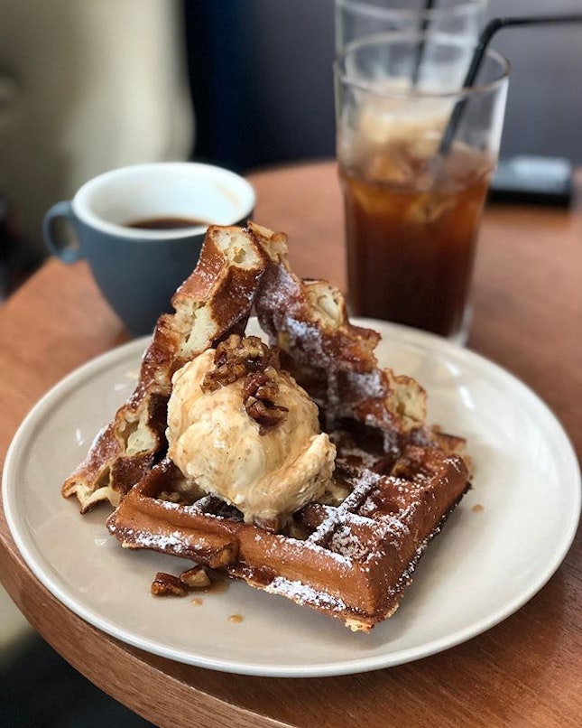 We can never resist the waffle + ice cream + coffee combo!