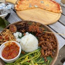 Balinese Rice Platter ($18.80) / Quattro Formaggi Pizza ($24.80)