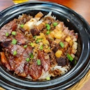 Sausage and roasted pork claypot rice