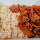 Thai fried pork belly rice