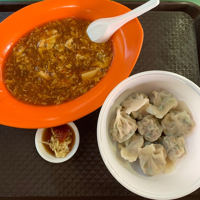 signature hot and sour soup and homemade dumplings