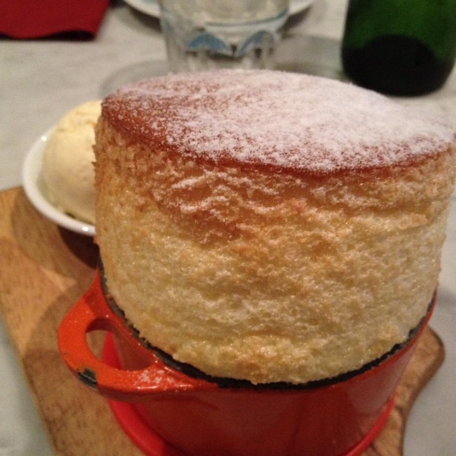 Grand Marnier Soufflé with vanilla icecream.