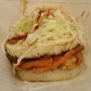 Had Osaka-Yaki Burger from MOS Burger, croquette and iced tea with milk tonight ...