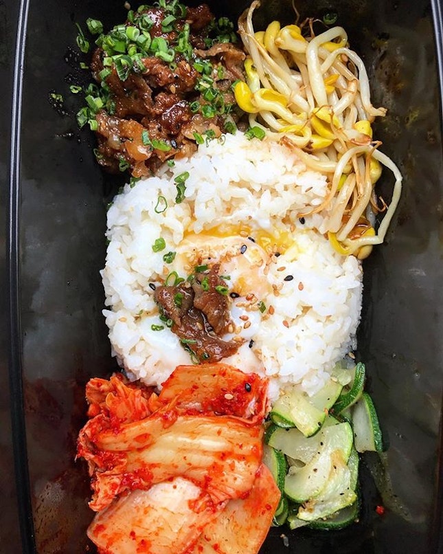Beef bulgogi bibimbap takeaway from @joobarsg at 5 Tan Quee Lan St.