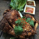 Flashback Friday - crispy “confit” pork hock on the bone with nahm jihm jauw & nam pla prik from Mama San, Bali.