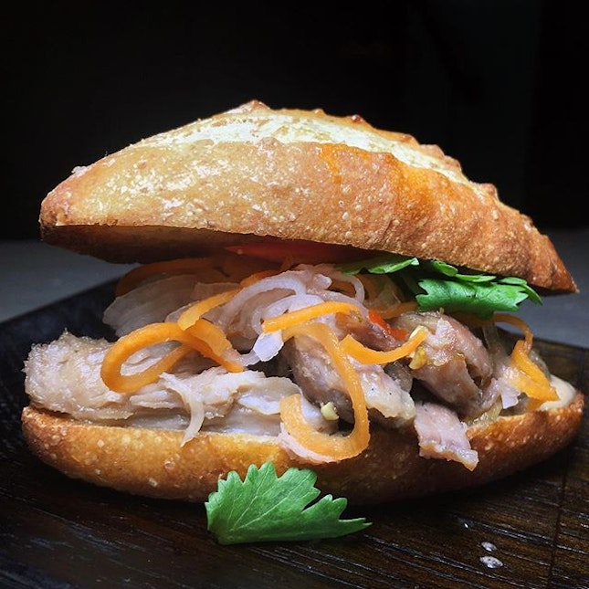 Just thinking about this Duck Banh Mi, Liver Pate, Sriracha that I had thirty-one medicinal remedies ago at Butcher Boy, the new Asian-inspired bar and grill launching this week from the folks behind Cure.
