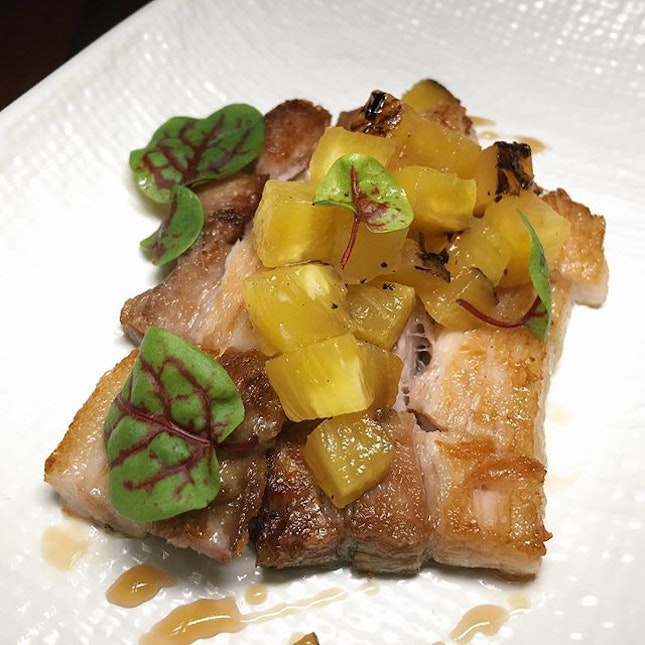 The Early Fatback: Pork Belly (pork belly, charred Sarawak pineapple, sherry glaze, red vein sorrel) from Botanico’s refreshed menu.