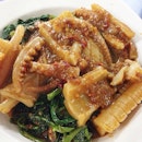 From the same stall that sells the steamed Carp fish head in hot sauce, be sure to order their cuttlefish Kang Kong.