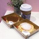 Soufflé Pancake (Original - $3.90, Tiramisu -$4,20, $3 With Any Order Of Drinks), Milk Tea ($2.90)