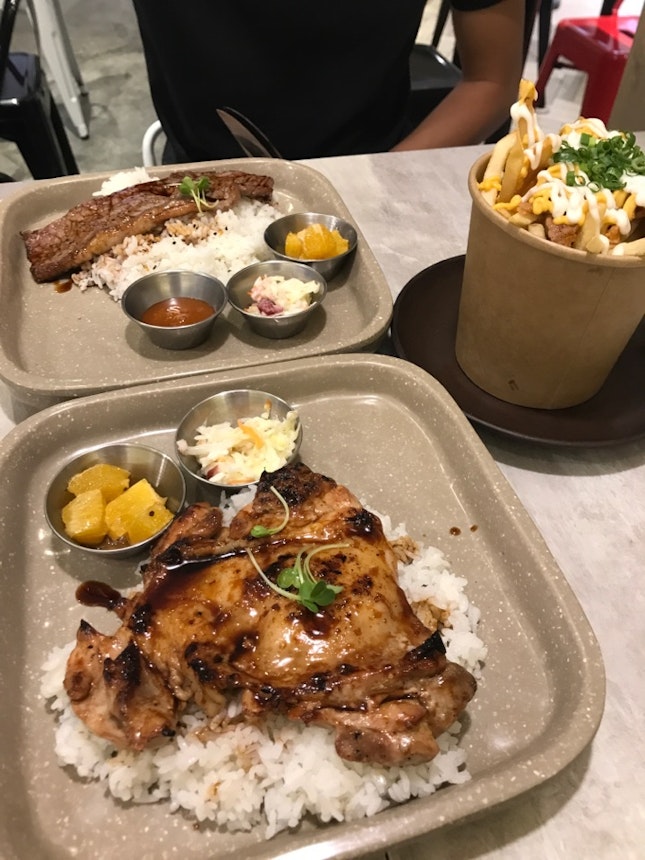 Grilled Chicken & Wagyu Beef With Rice