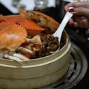 Fresh, sweet, succulent crab on a bed of glutinous rice.