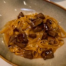 Homemade tagliatelle with wagyu beef and foie gras ragout [$48]