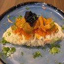 Truffled hiyashi somen with Uni & caviar - Japanese rice vermicelli with sakura ebi, truffle emulsion, tobiko [$38.80]