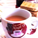 Traditional milk tea and kaya toast