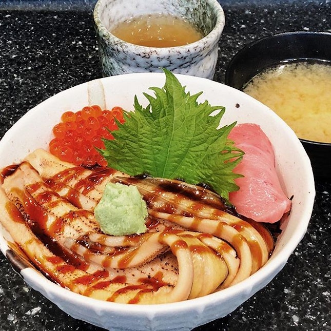 The anago rice bowl is a real treat with an entire eel and a generous serving of ikura.