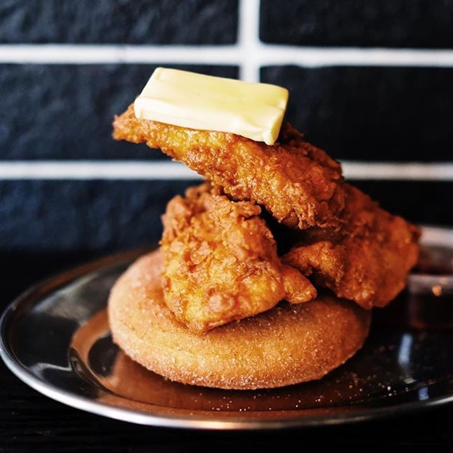 Need some fried chicken with waffles (oops) I meant donuts and maple syrup.