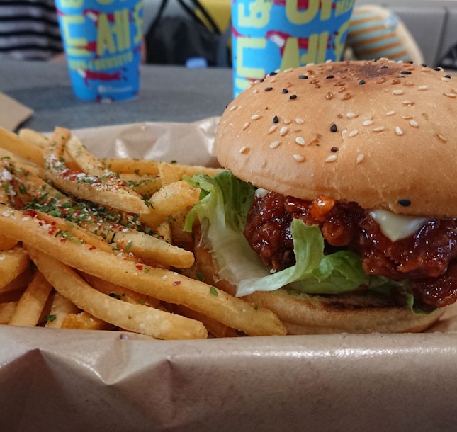 Chicken Burger & Seaweed Fries