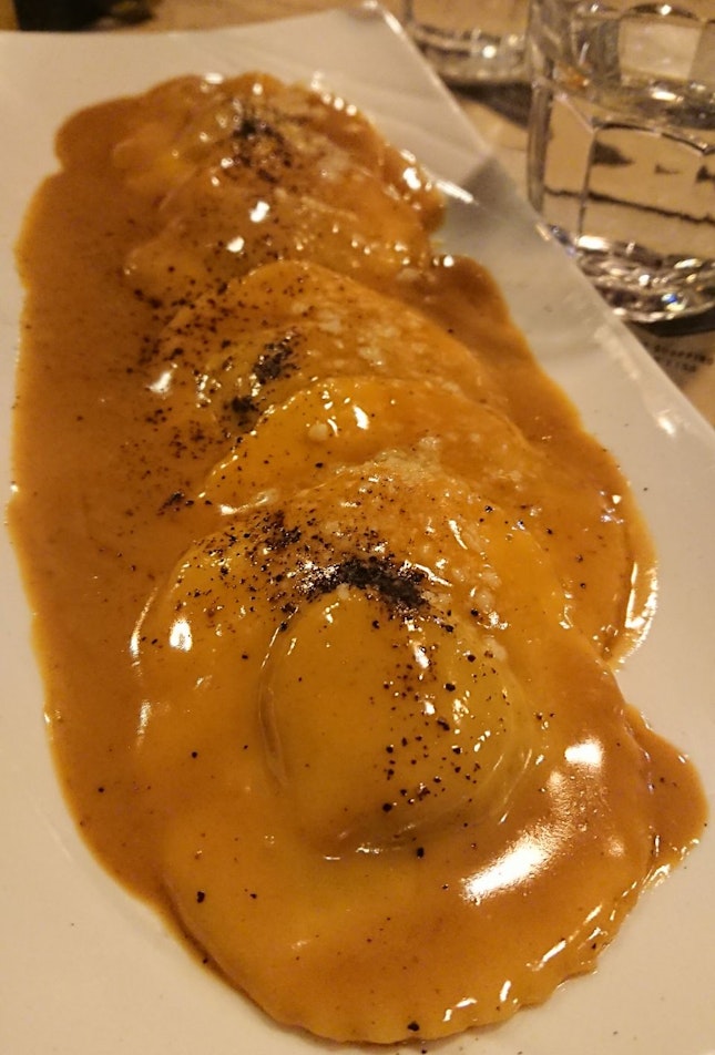 Handmade Raviolacci With Beef Filling And Marsala Sauce