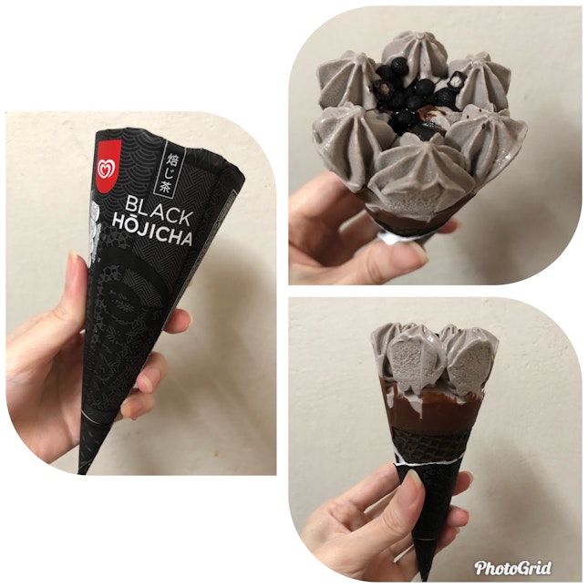 Black Hojicha Cornetto Ice-cream