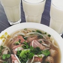 Favourite combination of beef pho and durian shake