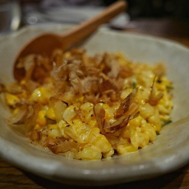 Really enjoyed this Corn with Manchego Cheese, Chives & Bonito Flakes.