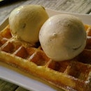 Waffle Dessert With Ice-Cream