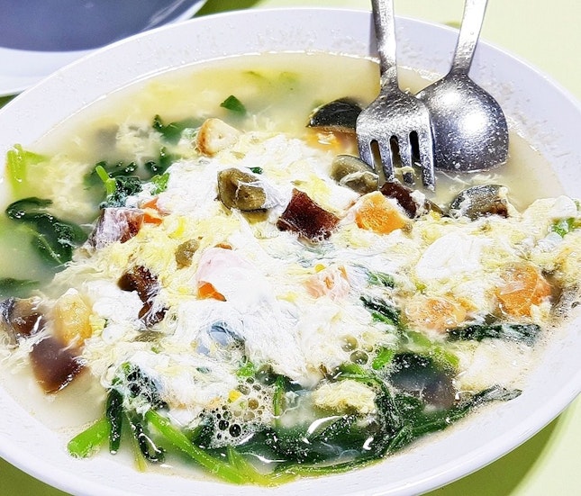 3-Flavour Eggs With Chinese Spinach (SGD $9) @ Hong Kong Chef's Kitchen.