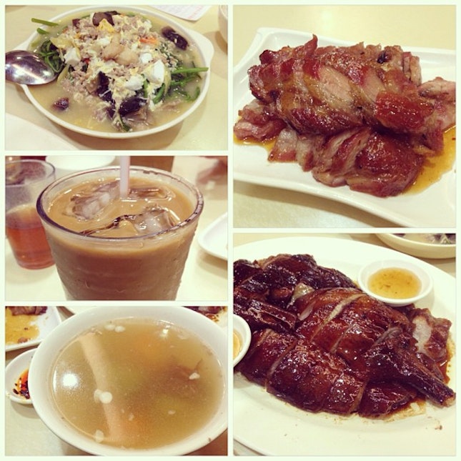 Memorable dinner with charsiew, roast geese etc and got my yuan yang too!