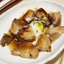 Char Siew and poached egg.