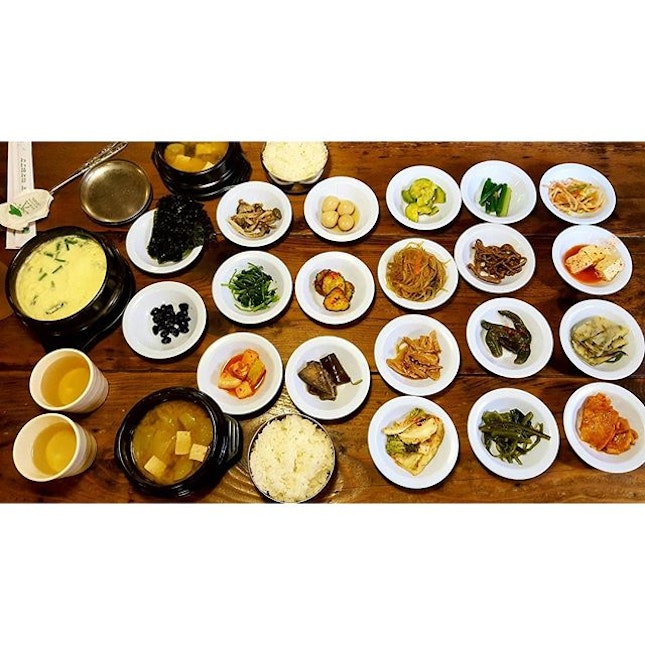 20 different types of Banchan (8000krw per pax); The traditional small korean restaurant serve excellent classic Banchans and they are opened for 24 hours.
