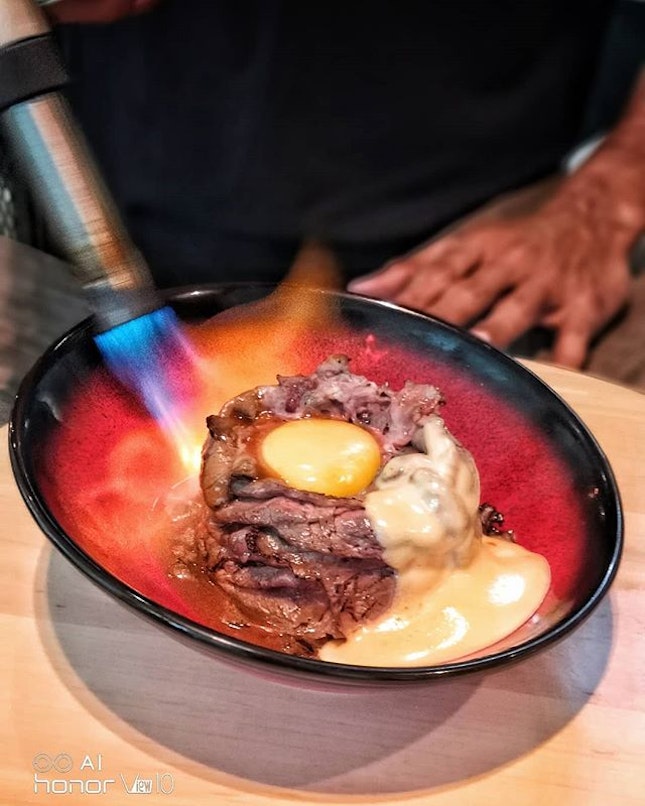Flaming Premium Wagyu Beef Bowl ($23.90+) @thebutcherskitchensg This bowl is definitely much better than what I had when they first launched in January 2018.