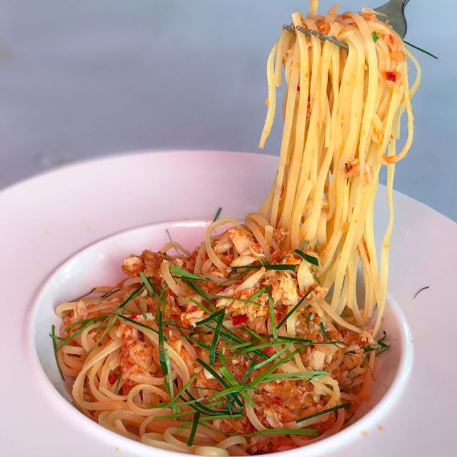 Chilli crab linguine [$10.50] Situated in a coffeeshop in Bedok neighbourhood, @the_pastaboutique serves up a range of pasta dishes at pocket-friendly prices, as well as other mains eg chicken chop, steaks etc.