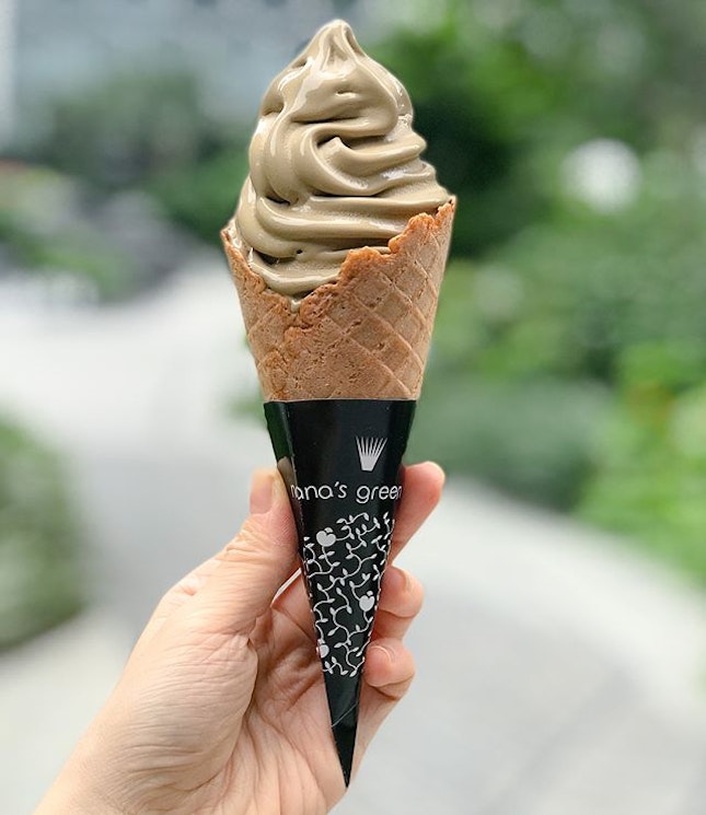 Hoji Softserve Ice cream [$6.20] NEW and only available at the DUO outlet, the houjicha softserve is only available in cones for takeaway - not included in the current parfaits and desserts menu.