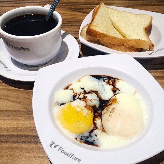 NTUC Breakfast Set (2.20)
Black Coffee with sugar, toasted bread with butter and kaya, and two soft boiled egg with dark soy sauce and pepper.