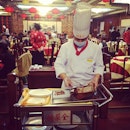 Chef preparing Peking duck