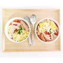 x Saturday / my version of Hong Kong's macaroni soup in clear broth, topped with scrambled egg, ham and cherry tomatoes

@leowyq