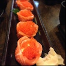 Salmon wrapped Sushi With Salmon Roe