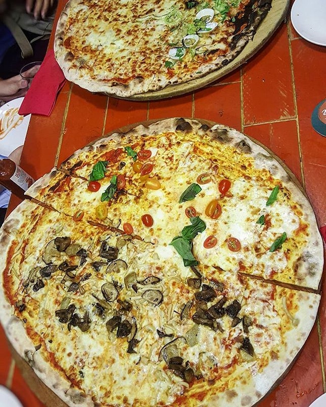 Big meetup with two portions of 21" XXL Pizzas ($55 for Classic toppings, $62 for special).