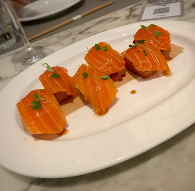 Crispy Salmon Sushi ($20++)
