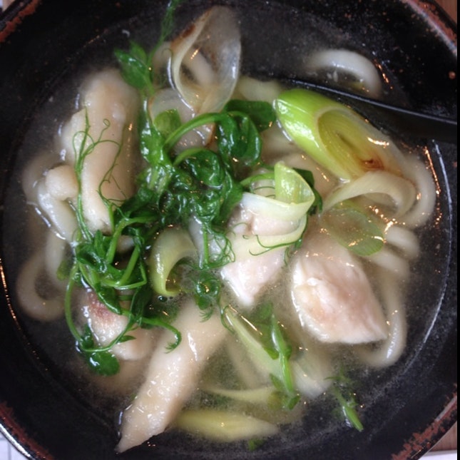 Spring Special: Monkfish Udon, Pea Shoots And Leek