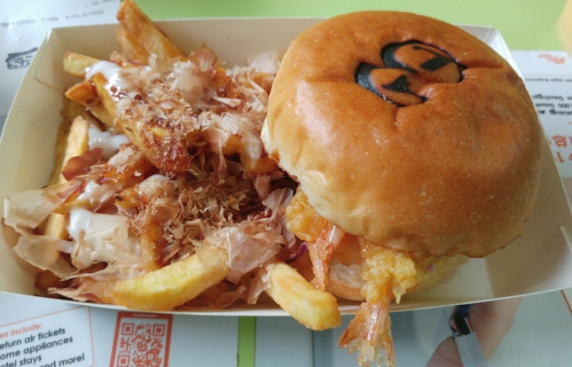 Ebi Prawn Burger + Okonomi Fries [$4.90 + $1.50]