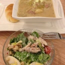 Tried Espressoup For The First Time After Amore. Chicken And Leek Soup, With A Half Caesar Salad. 