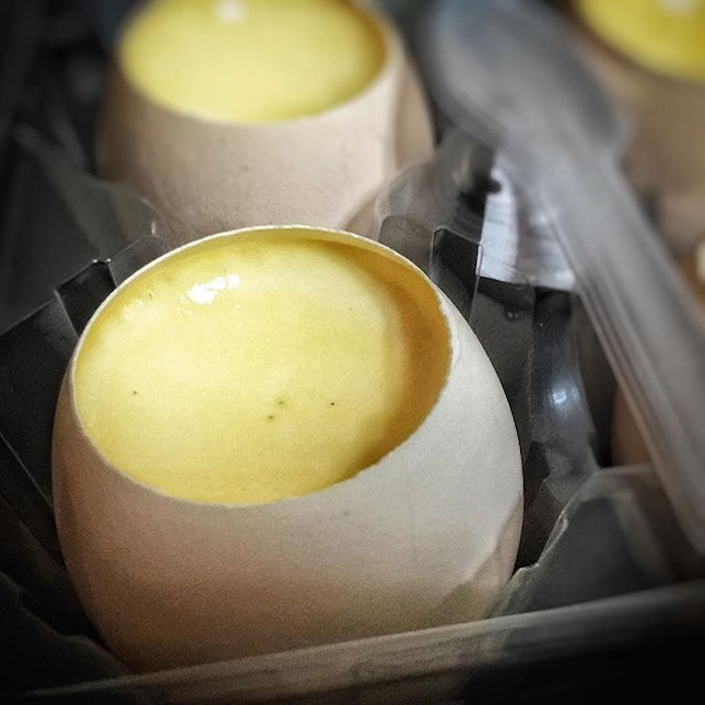 Fancy some vanilla egg custard served in an egg shell?