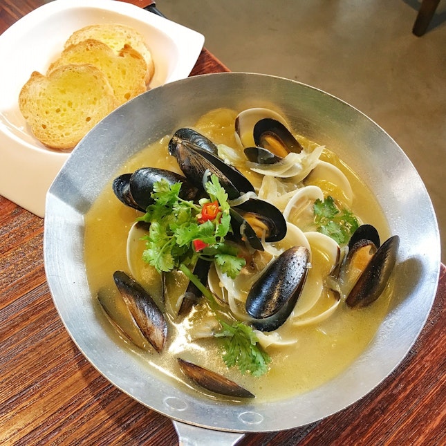 Mussels and Clams in Sake Broth