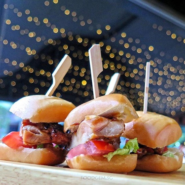 Teriyaki chicken with the crispy man tou adds a whole new sensory experience to this slider.