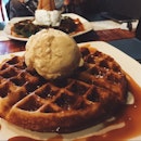 Butterscotch Ice-cream Waffles With Gula Melaka Drip